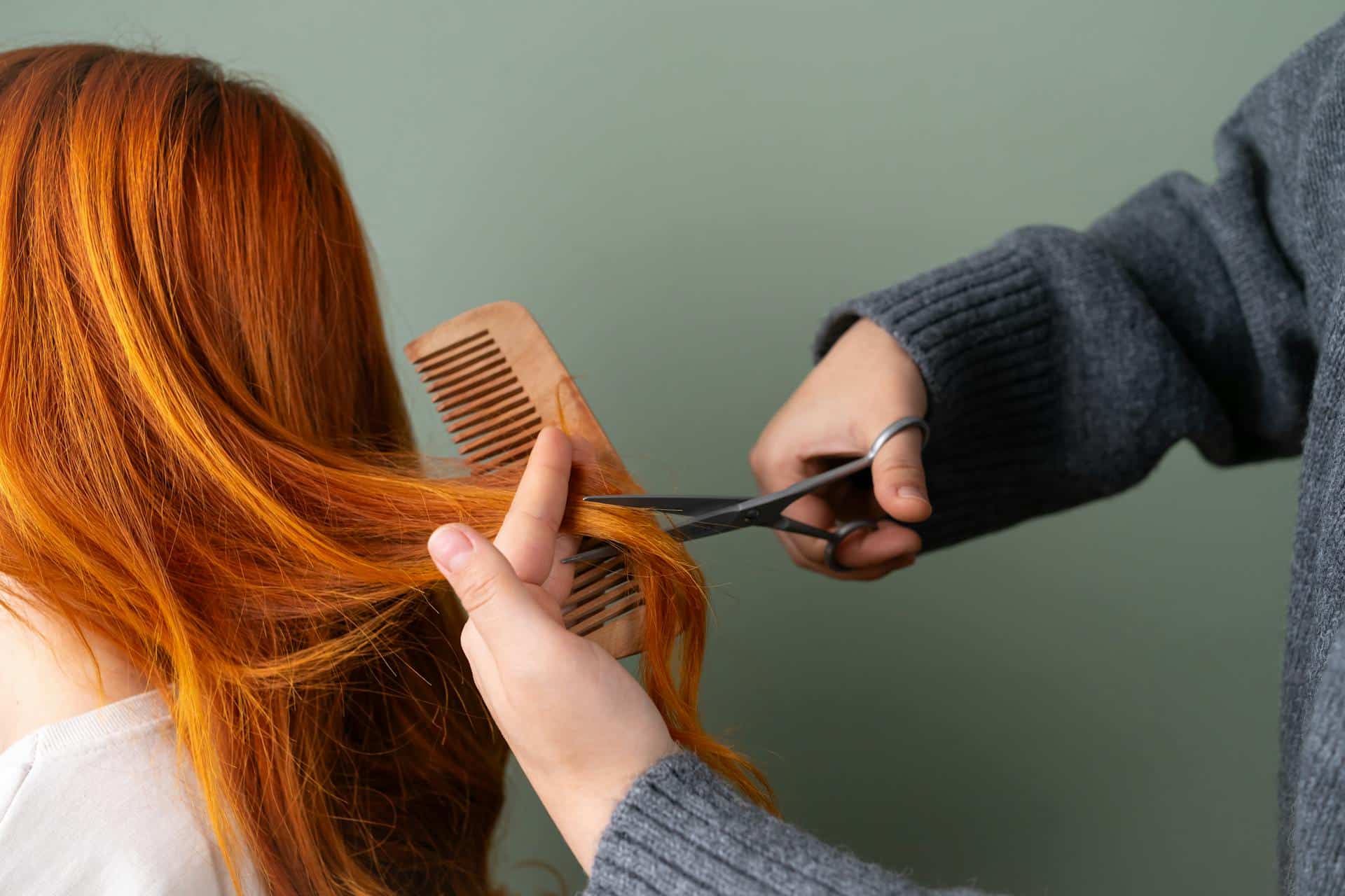 woman getting a haircut